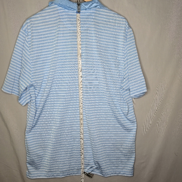 Greg Norman Men's Blue Striped Golf Shirt Short Sleeved Size XL - Picture 3 of 6